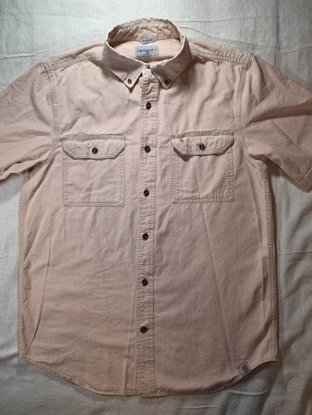 Carhartt Men’s Short-Sleeve Button-Down Shirt — Pale Pink